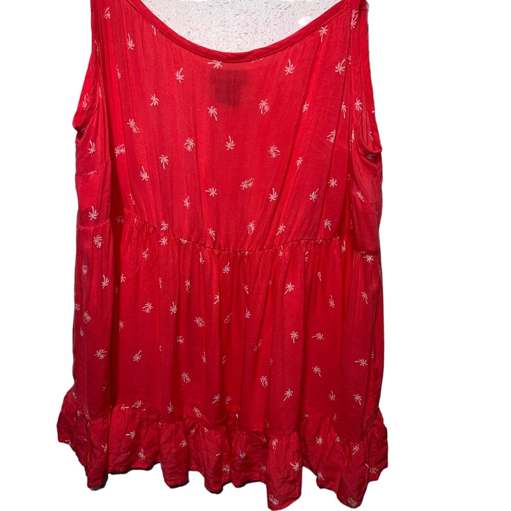 Torrid Tank Top Pink Palm Trees Spagetti Straps Ruffle Tropical Beach Size 0X - Picture 4 of 9
